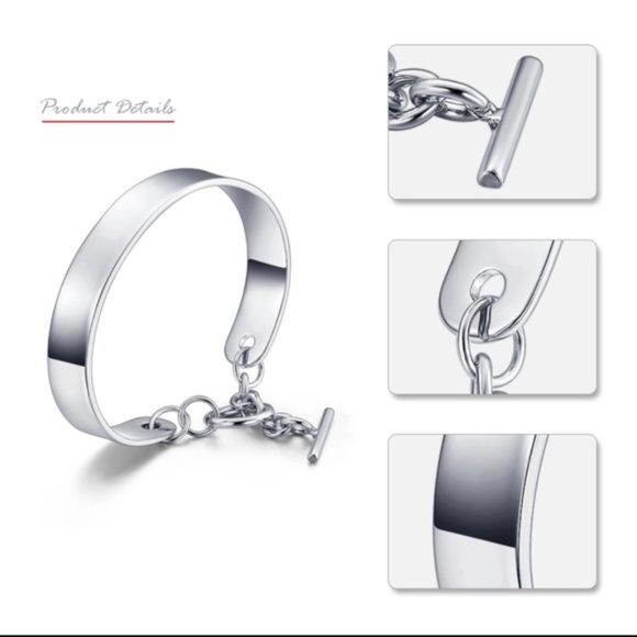 Jewelry - White Gold/Rhodium Plain Cuff Bracelet